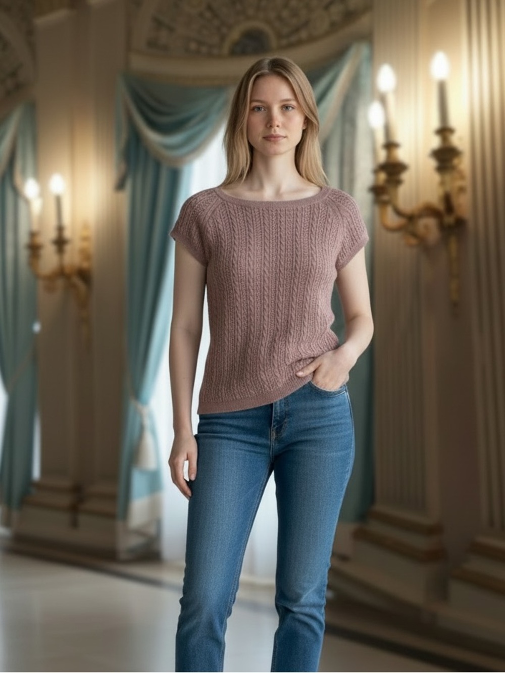 Giorgio Armani Cashmere Knit Short Sleeve Top See Measurements